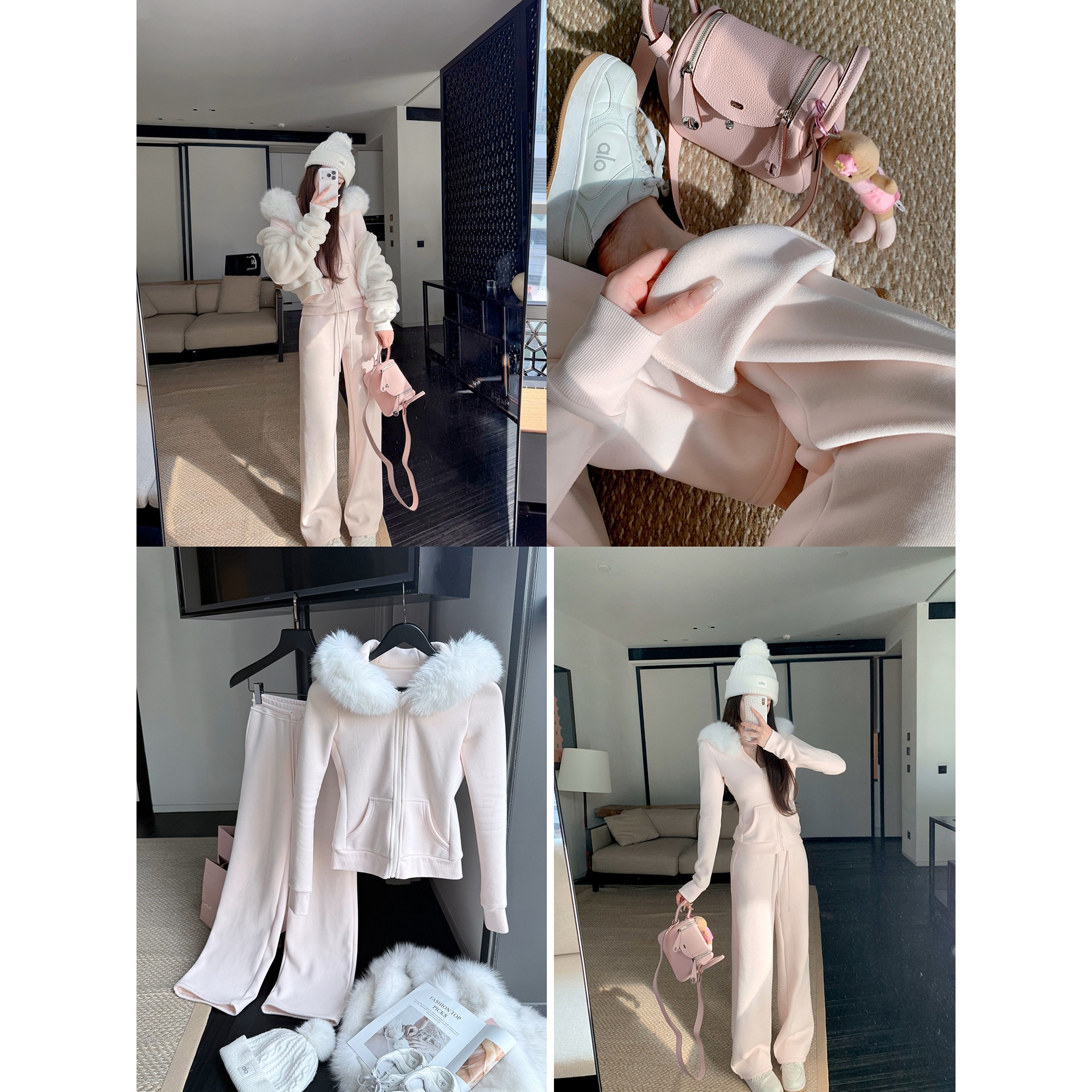 若语定制 樱花1u套装 亲肤奥粒绒加厚运动套装休闲上衣裤子两件套,女装/女士精品,时尚套装,淘宝优惠券,粉丝福利购,淘宝优惠卷