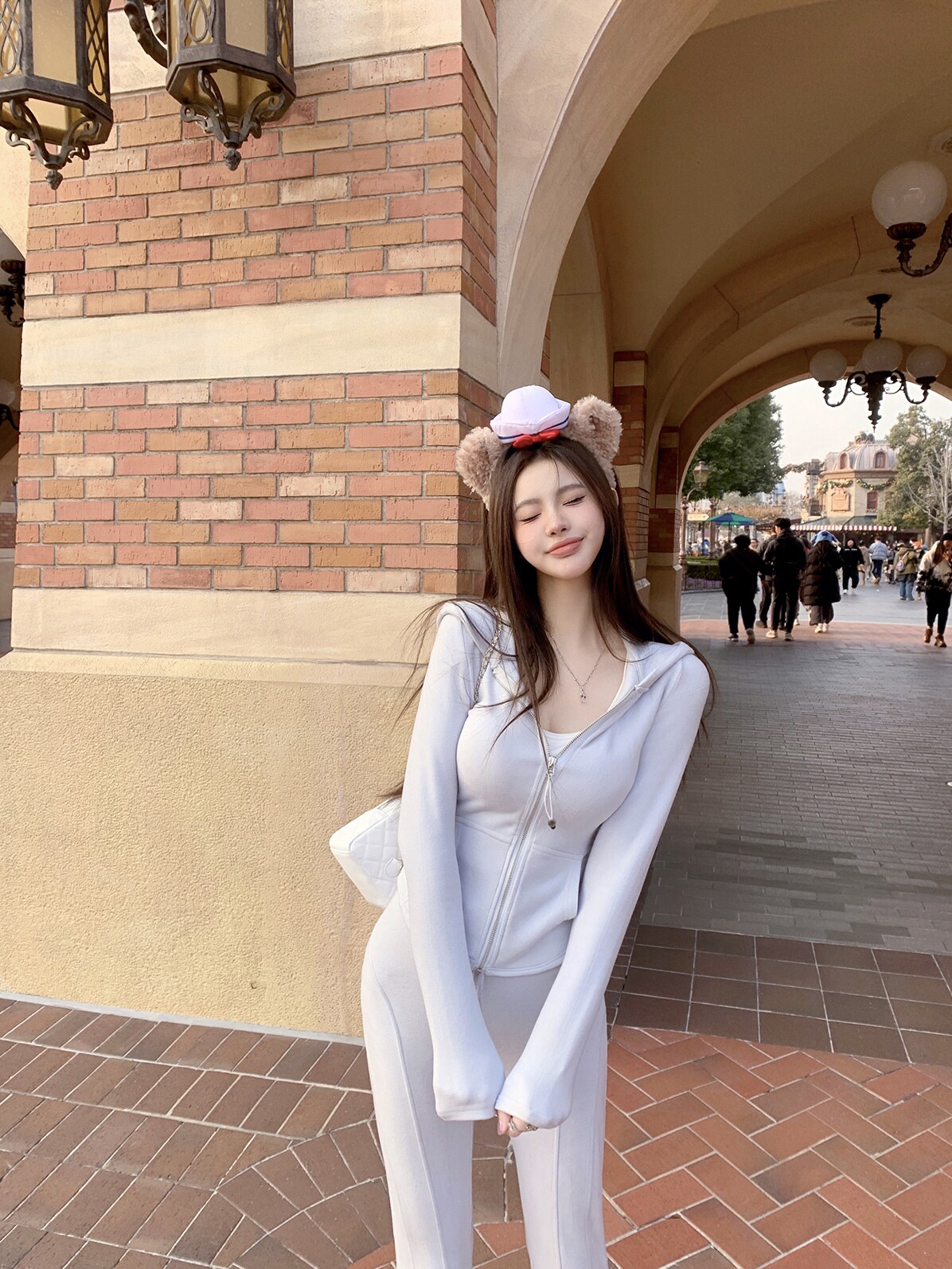 RUOYU 맞춤형 마카롱 1U1U 베이비 터치 캐주얼 후드 허리 스웨트 셔츠 마이크로 플레어 팬츠 컨투어링 세트