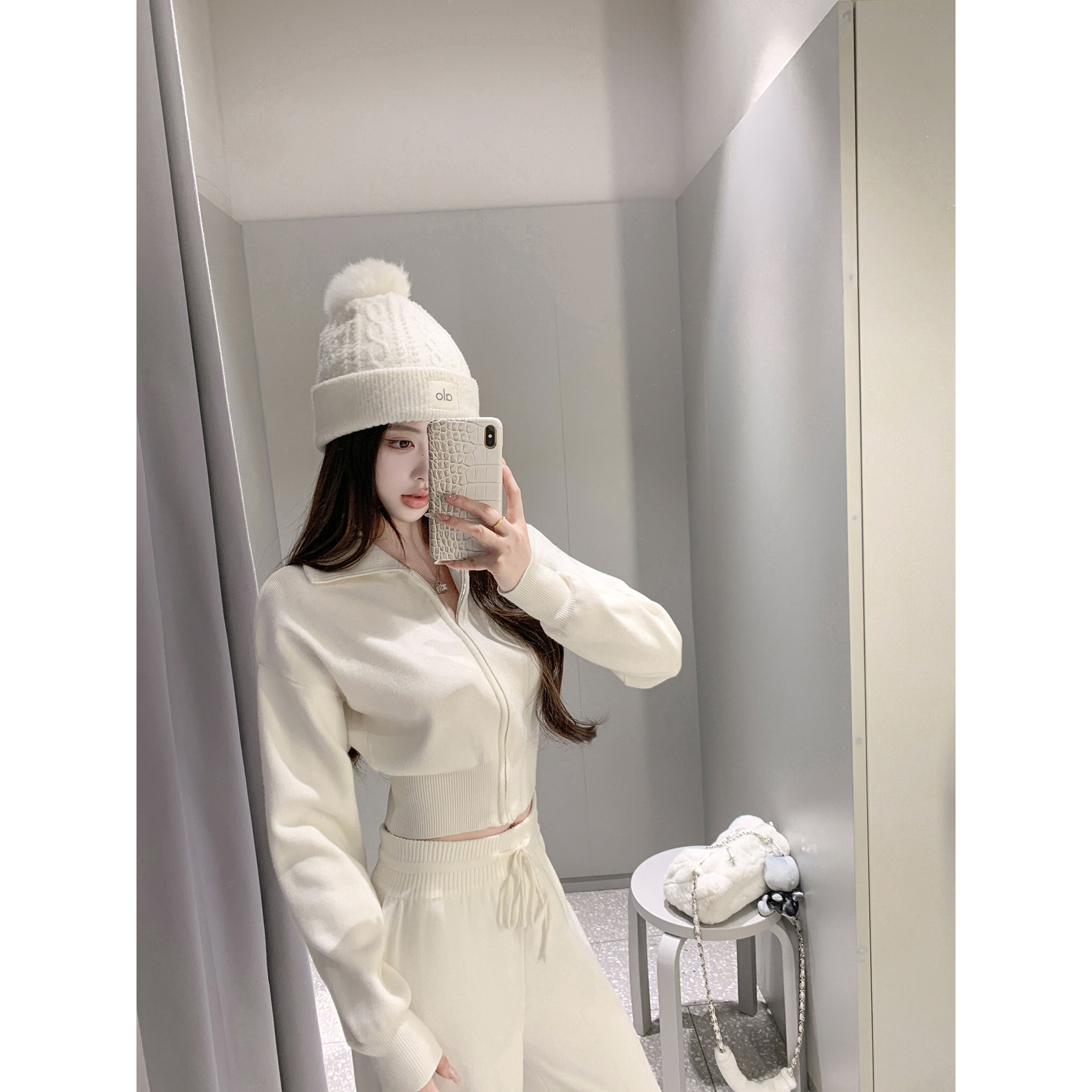 【若语12/22 20:00新品9.5折】私服a10  小翻领拉链收腰针织上衣