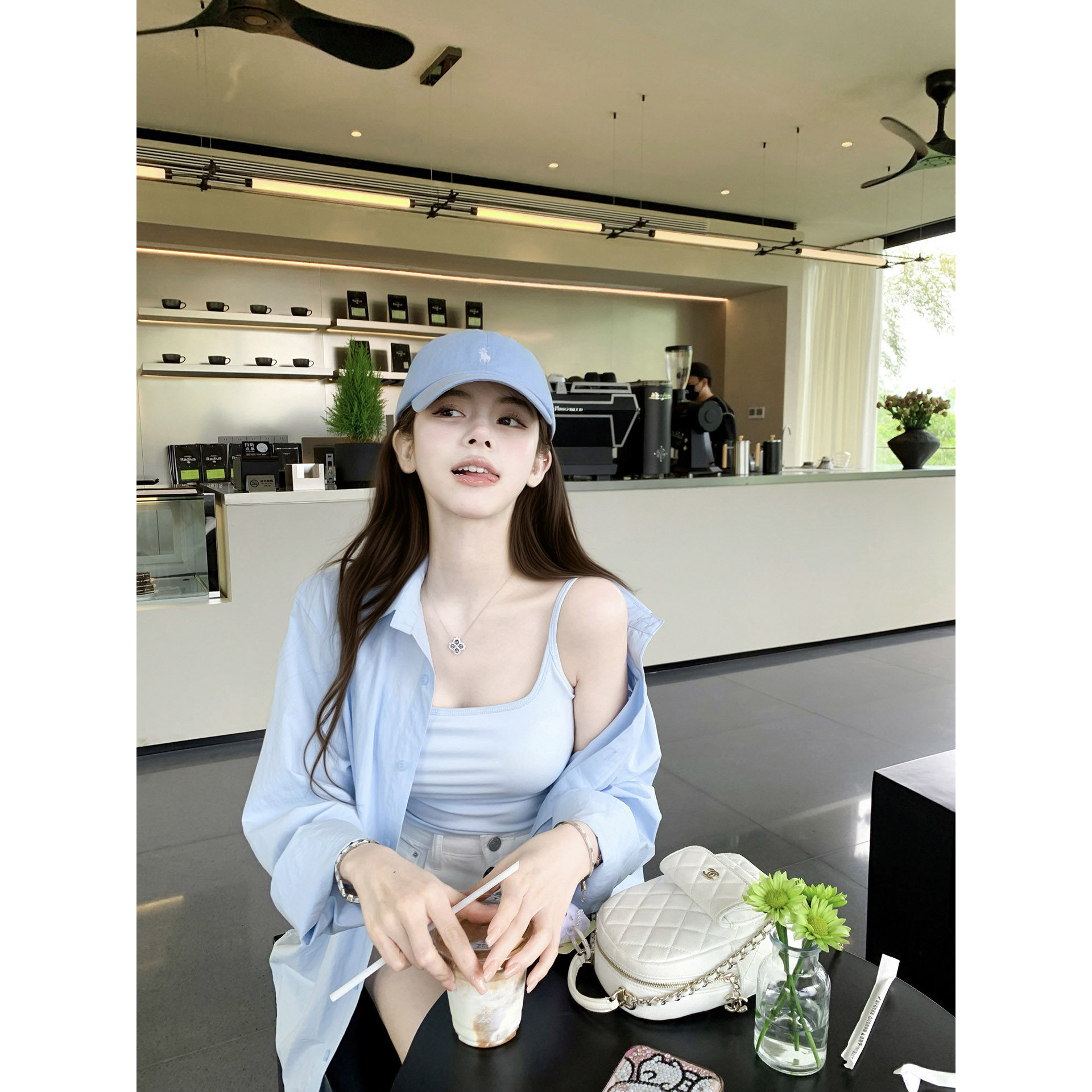 若语定制  ins博主 50棉50莱赛尔冰感衬衫纯欲性感修身显瘦上衣女