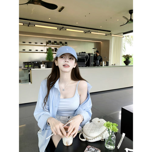 若语定制  ins博主 50棉50莱赛尔冰感衬衫纯欲性感修身显瘦上衣女