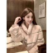 若语定制 晚宴千金狐 100獭兔毛拼接皮草外套贵气名媛宽松高级感