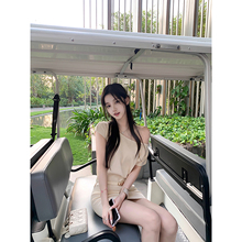 若语定制 素颜女主2.0斜边针织连衣裙送皮带纯欲性感时尚夏季短裙