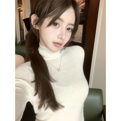 若语定制 直角肩打底 100羊毛高领针织衫修身显瘦打底衫上衣保暖