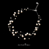 红口袋 法式 复古天然淡水珍珠项链多层并排满天星锁骨链新娘写真