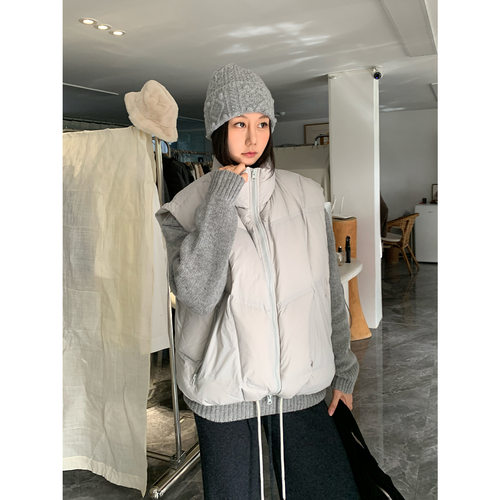 SROOM 2025新款天鹅绒保暖立领羽绒服秋冬新款外套休闲马甲女