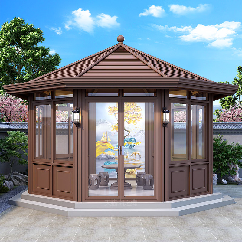 铝合金凉亭室外茶室阳光房户外别墅院子现代庭院花园新中式玻璃房