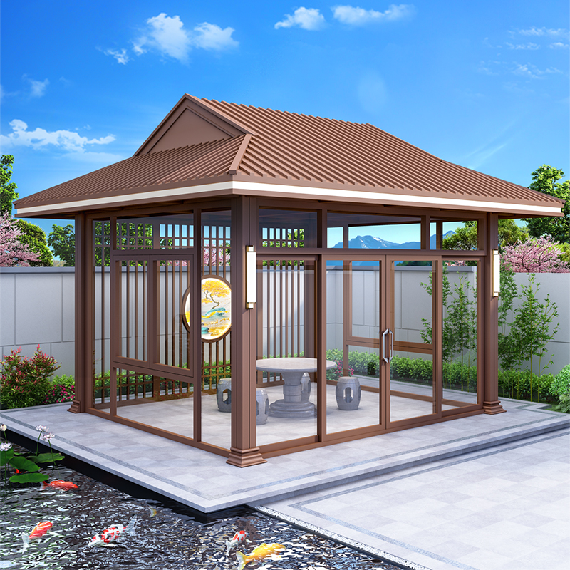 凉亭户外庭院铝合金别墅花园楼顶封阳台隔热玻璃房现代阳光房定制