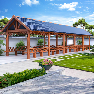 古建长廊新中式铝合金凉亭现代庭院户外亭子别墅花园长廊花架定制