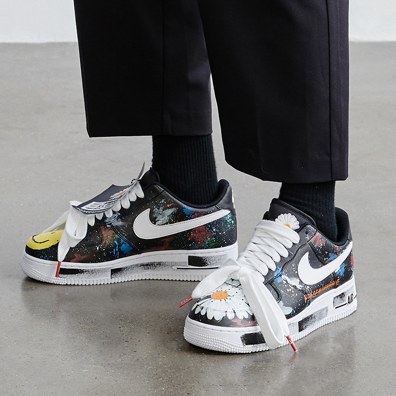 nike air force 1 af1黑peaceminusone权志龙小雏菊黑白涂鸦定制