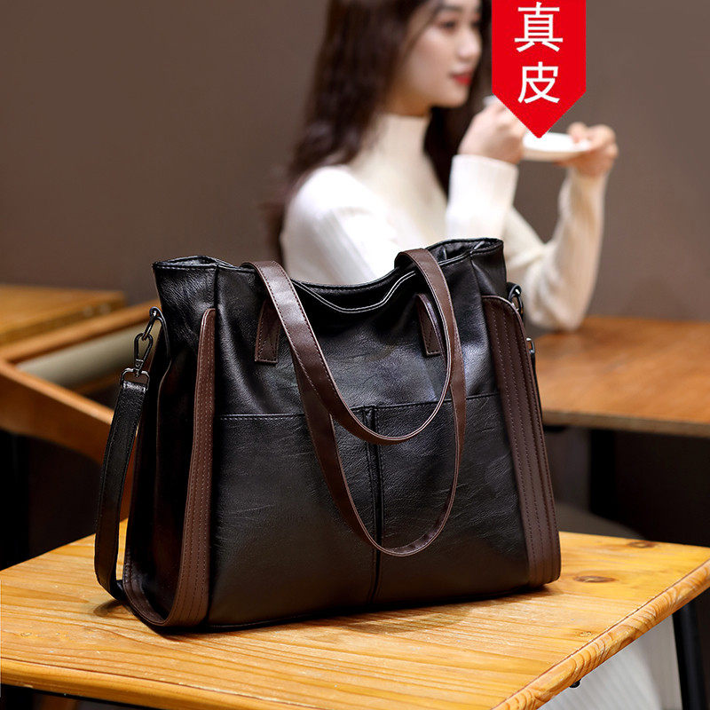 香港代购真皮大容量软皮大包包女2023新款潮手提包单肩女包斜挎包