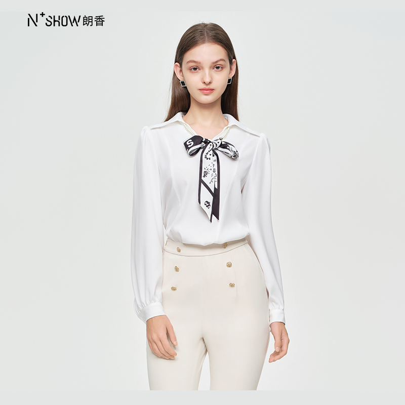 朗香V字翻领法式飘带衬衫