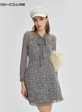 NOWSHOW朗香拼接小香风连衣裙211044