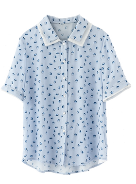 nowshow朗香蓝底花色双层领衬衫