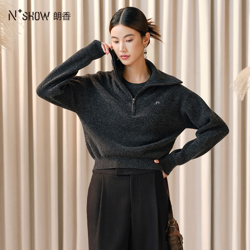 朗香复古polo翻领拉链两件套毛衫