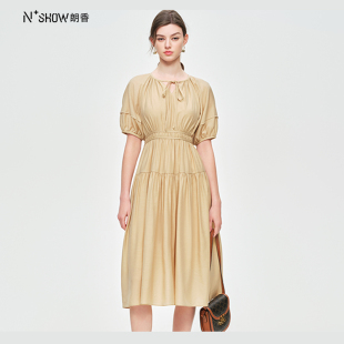 NOWSHOW朗香夏季新品韩版泡泡袖连衣裙242052