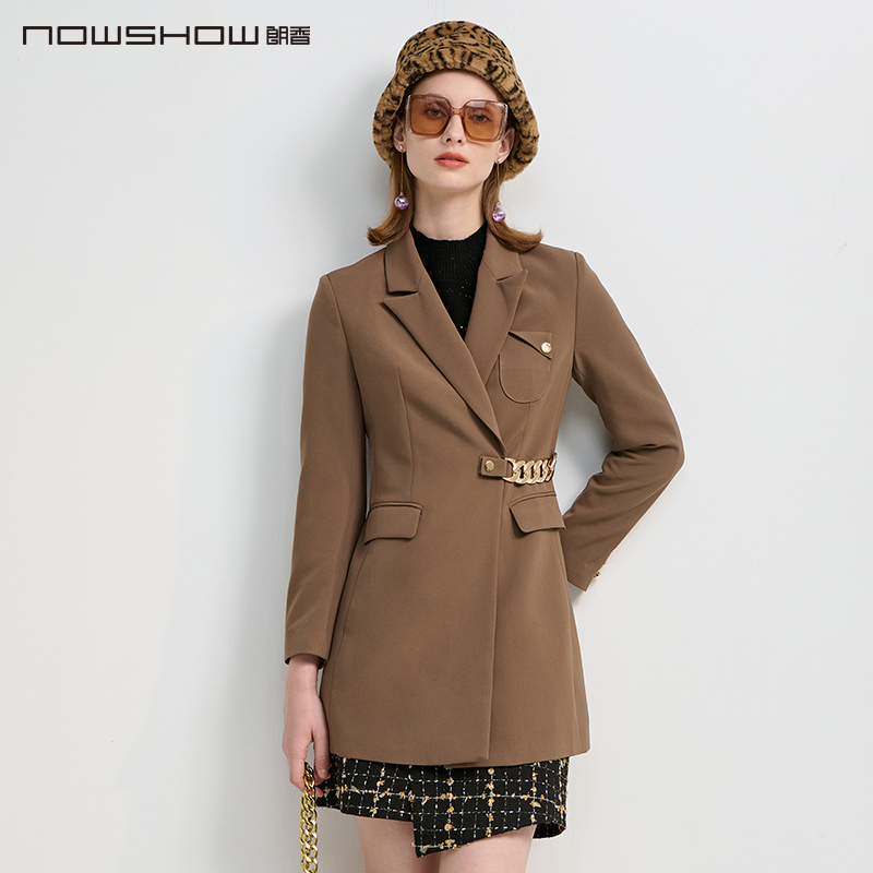 nowshow朗香咖啡色西装式外套