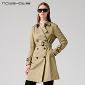 NOWSHOW朗香春秋新品 光泽感双色中长风衣213123