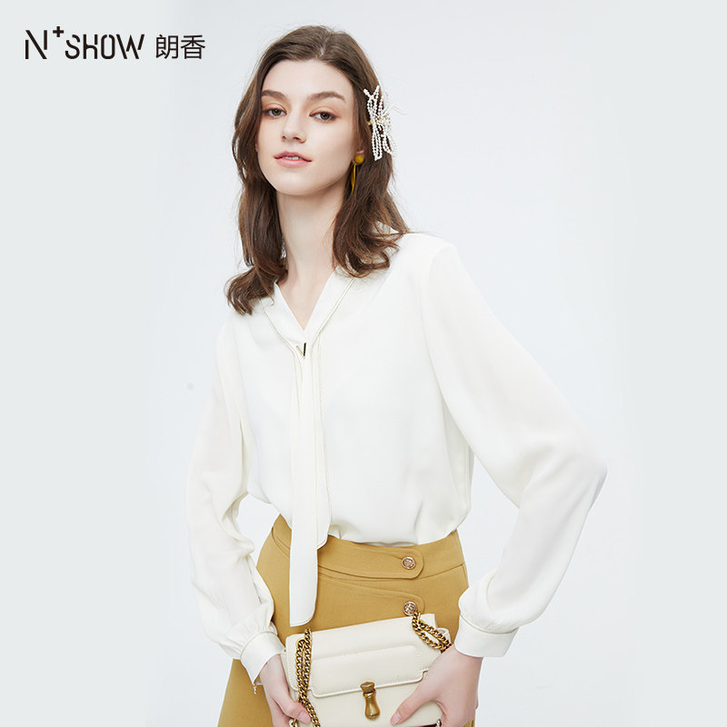 nowshow朗香优雅飘带领衬衫231035