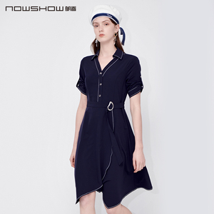 NOWSHOW朗香藏青色A字摆显瘦连衣裙212197