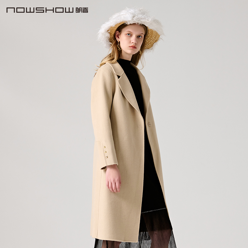 nowshow朗香米色简约双面呢大衣