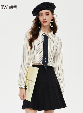NOWSHOW朗香秋季新品韩系时髦系带长袖衬衫233040