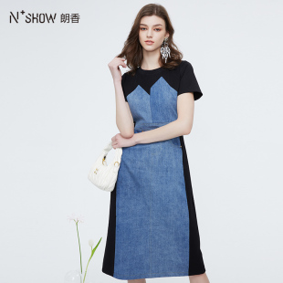 NOWSHOW朗香夏季新品牛仔拼接连衣裙232054