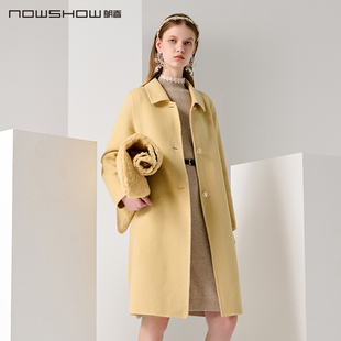 NOWSHOW朗香冬季新品米黄休闲呢大衣214035