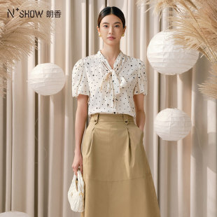 NOWSHOW朗香夏季新品系飘带短袖小衫242116