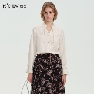 NOWSHOW朗香秋季新品国风上衣米色新中式立领衬衫243044
