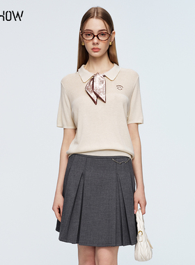 NOWSHOW朗香夏季新品清新减领POLO领短袖毛衫262019