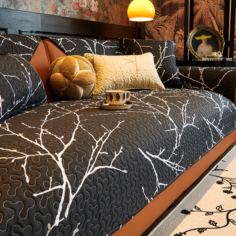 纯棉沙发垫四季通用全棉沙发垫简约现代防滑皮沙发套巾坐垫靠背巾