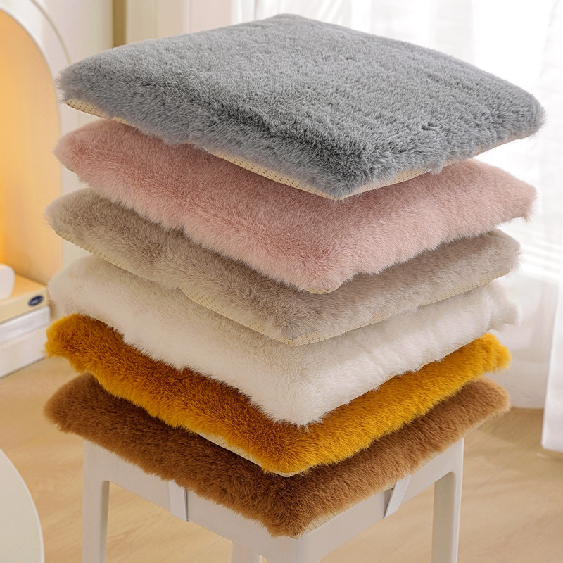 冬季实木方凳毛绒椅子垫服装厂塑料凳子坐垫加厚加高记忆棉餐椅垫