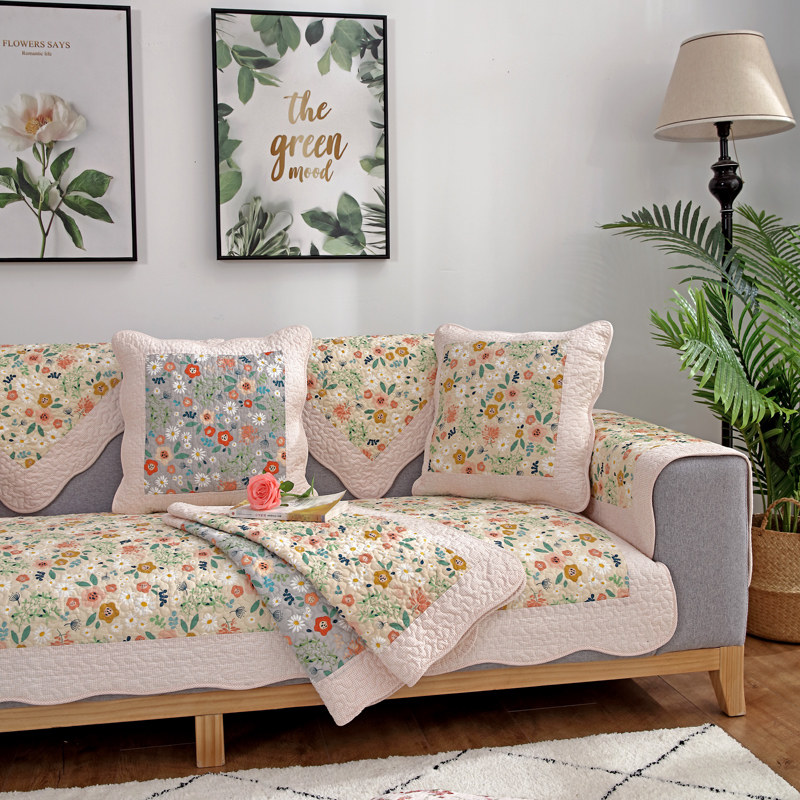 沙发垫四季通用纯棉防滑布艺坐垫子田园北欧简约现代皮沙发套罩巾