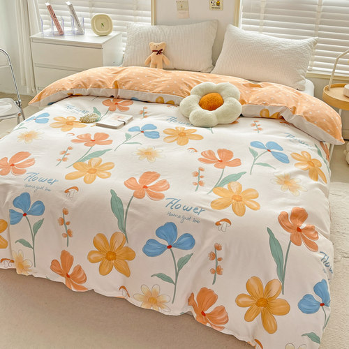 小清新斜纹全棉被套被罩单件