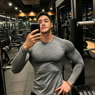 肌肉显大汗衫男士弹力速干运动长袖打底衣服健身训练紧身衣男体恤