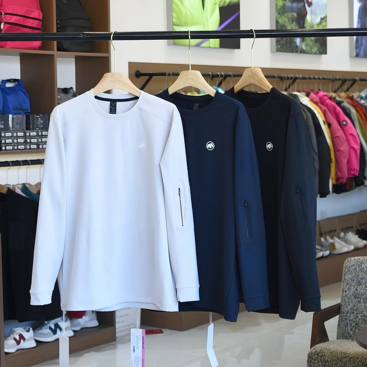 高级大象印花长袖打底T恤