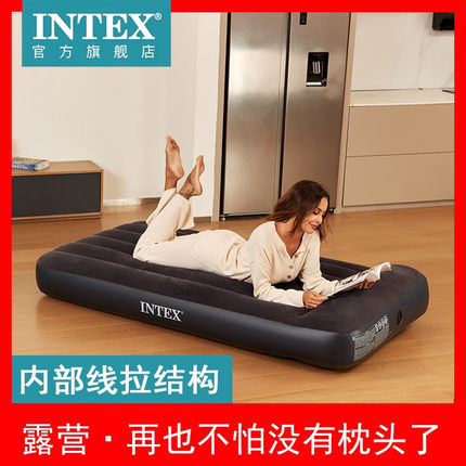 intex 充气床垫打地铺双人气垫床户外野营帐篷冲气充床垫单人睡垫