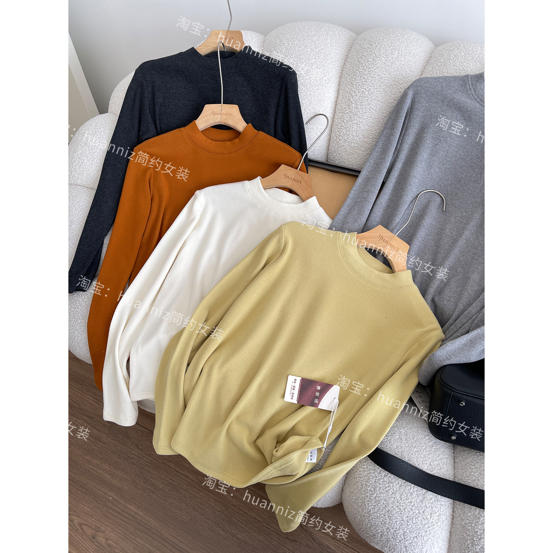 冬季超柔慕斯羊绒双面磨毛半高领打底衫女保暖弹力螺纹T恤内搭,女装/女士精品,T恤,淘宝优惠券,粉丝福利购,淘宝优惠卷