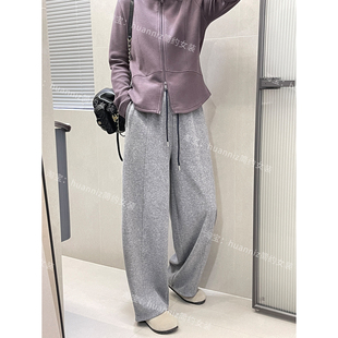 卫裤 冬季 休闲裤 加绒保暖遮肉松紧腰长裤 女 仿羊绒宽松阔腿弯刀裤