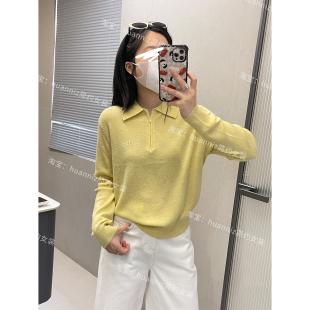 显瘦薄毛衣打底女 Polo领半拉链小刺绣羊毛针织衫 25秋季 新款 短款