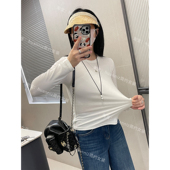 早秋王炸bi入打底T恤正肩圆领纯色亲肤弹力面膜tee合身长袖 上衣女