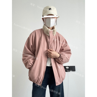 26冬季新款毛绒立领派克服厚实濑兔毛工装外套保暖休闲棉衣棉服女