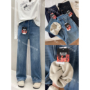 超厚奥粒绒窄版直筒牛仔裤一条过冬高货两种裤长小个子阔腿裤长裤