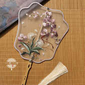 蝴蝶兰团扇古风扇子单面刺绣新中式 国风旗袍舞蹈扇仿古宫扇道具