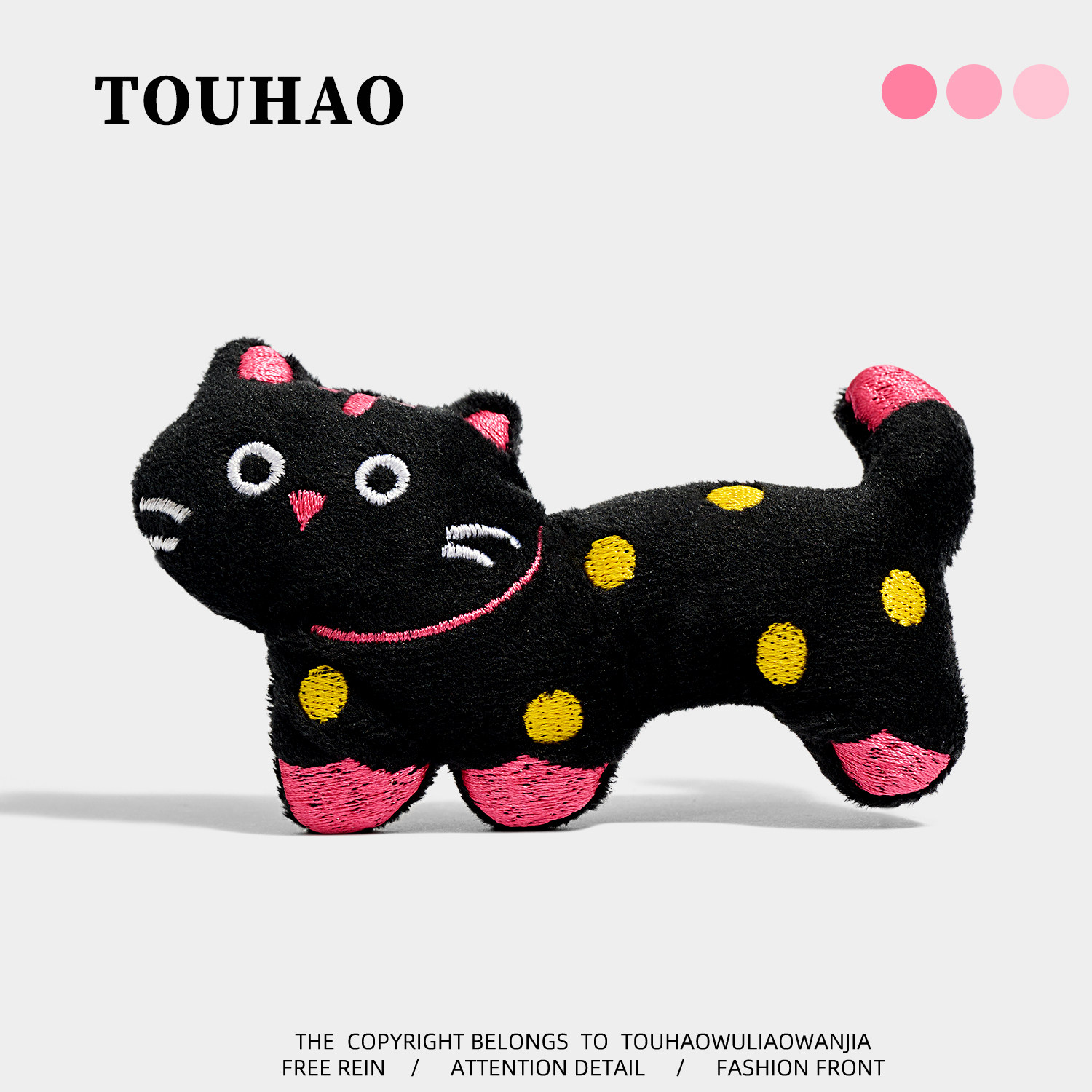 TOUHAO原创黑色小可爱布艺胸针短袖上衣T恤别针固定扣百搭胸花图片