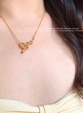 蛇年招财金缠绕小蛇基础锁骨链