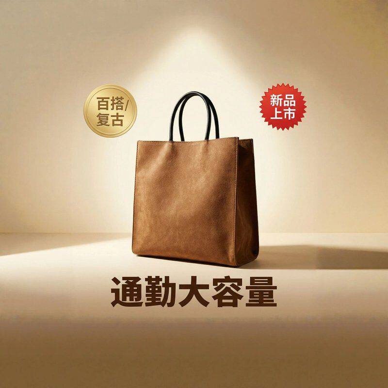磨砂牛皮纸袋大容量包包便携手拎外出手提袋上班手提包