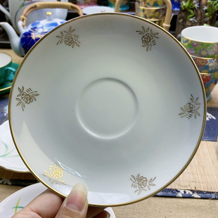 稀有款!福利出!香兰社描金玫瑰甜品盘杯垫 直径15.4 微微瑕