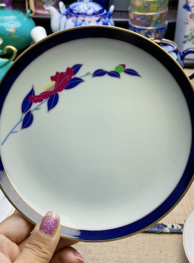 稀有款！福利出！香兰社山茶花分餐盘 直径16 孤品 微牛毛痕